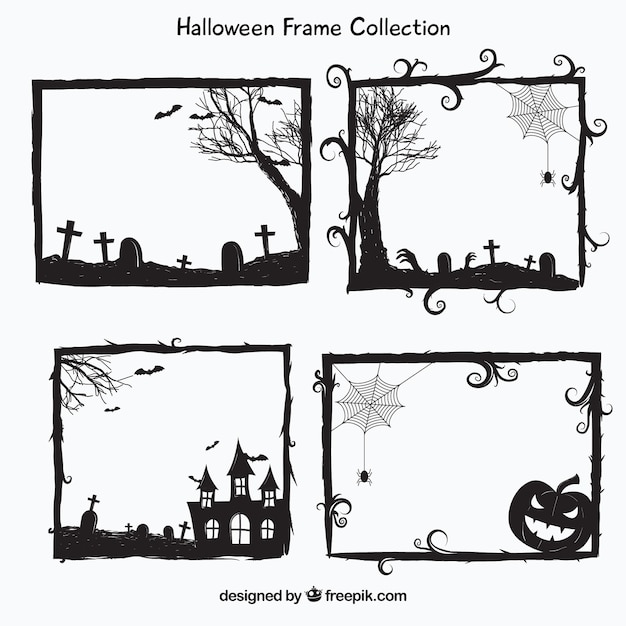 Gratis vector halloween frames verpakken