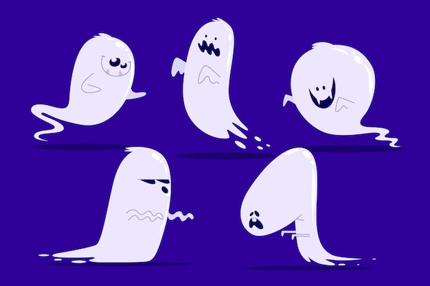 Gratis vector halloween ghost collection hand getrokken stijl