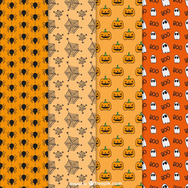 Gratis Vector halloween hand getekende patronen