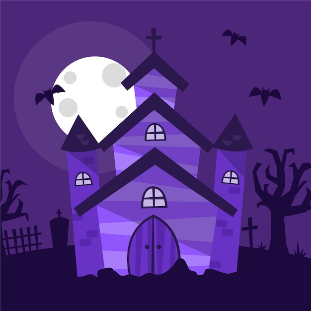 Halloween-huis in plat ontwerp