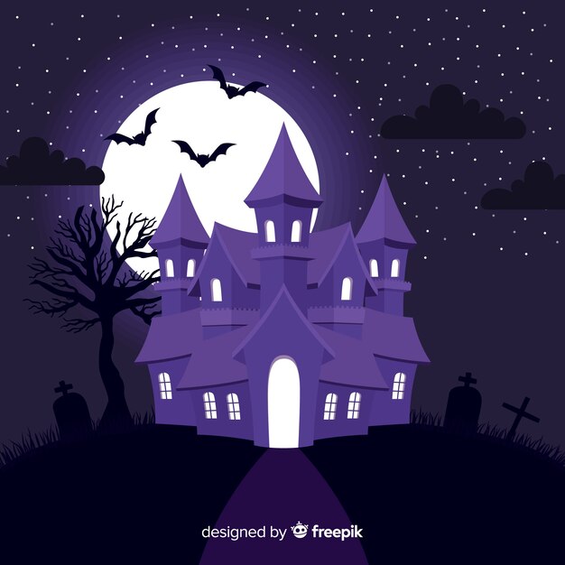 Halloween-huisachtergrond met begraafplaats