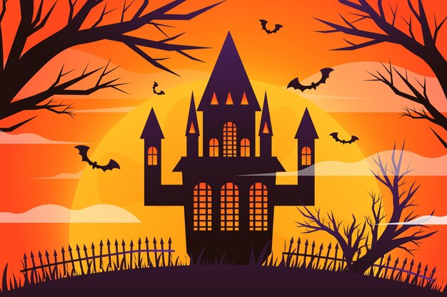 Halloween-huisillustratie met verloop