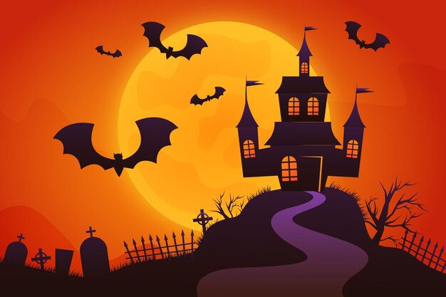 Halloween-huisillustratie met verloop