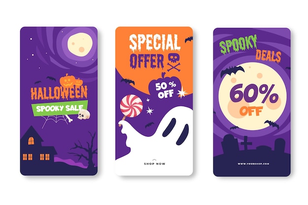 Gratis vector halloween instagram verhalencollectie