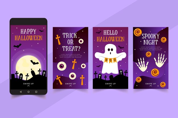 Gratis vector halloween instagram verhalencollectie