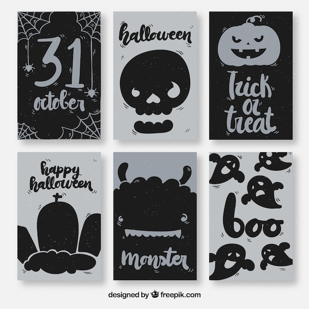 Gratis vector halloween kaarten collectie