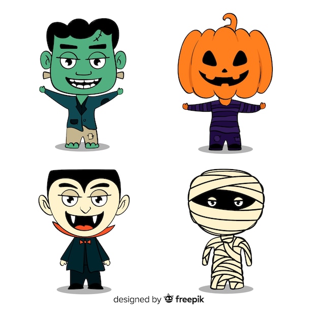 Gratis vector halloween karakter sticker collectie