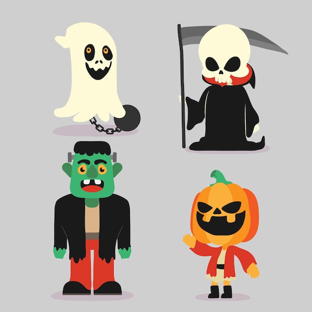 Gratis vector halloween karakterverzameling