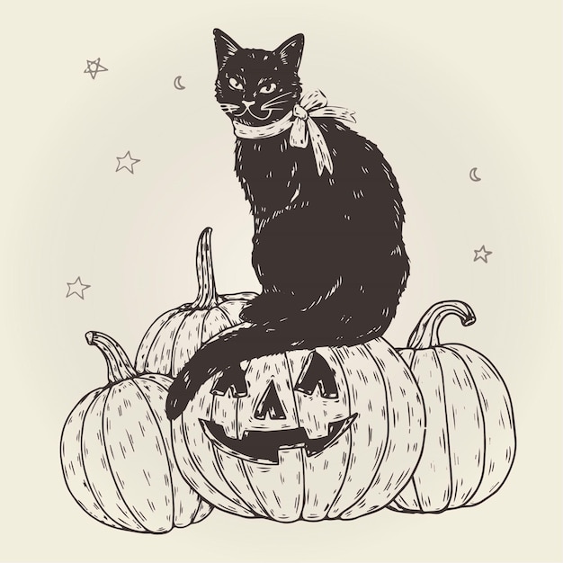 Gratis vector halloween kat concept