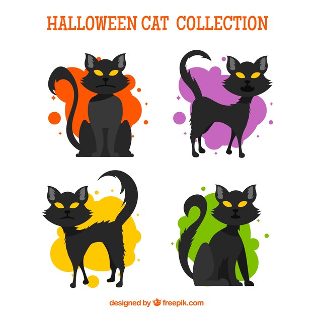 Halloween katten met griezelige stijl