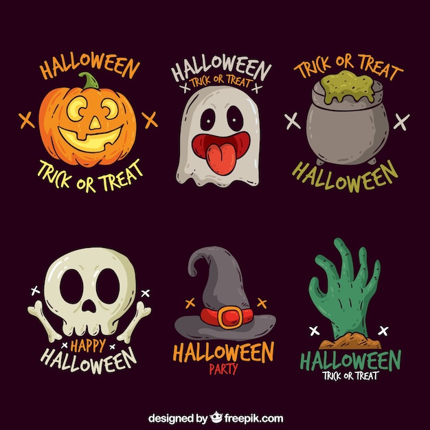 Gratis vector halloween labels collectie