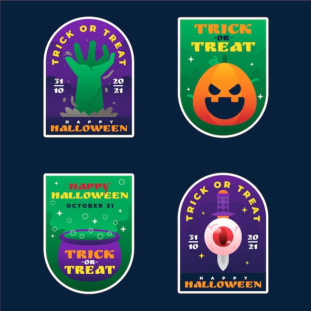 Gratis vector halloween-labels met kleurovergang