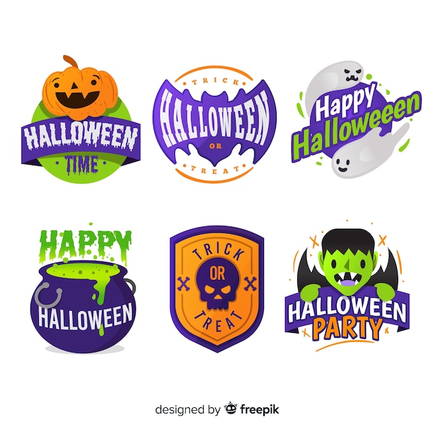 Gratis vector halloween labelverzameling