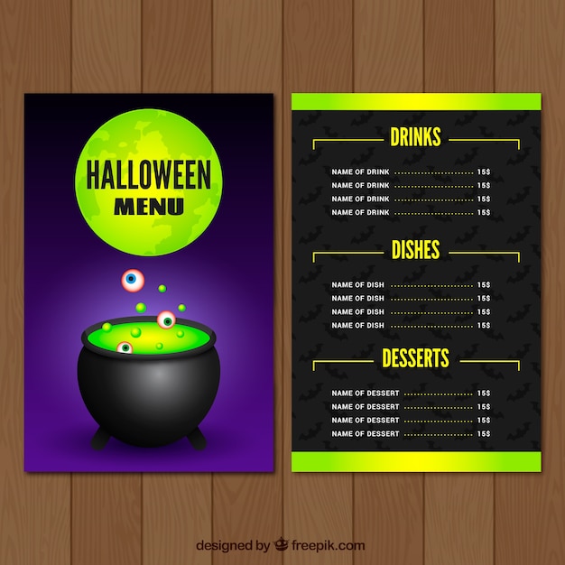 Halloween menu sjabloon