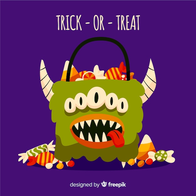 Gratis vector halloween-monstermand vol snoep en snoep