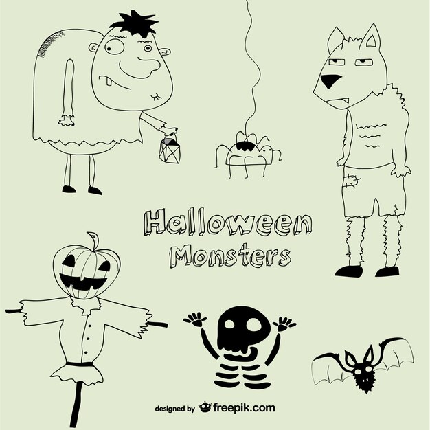 Halloween monsters tekenen collectie