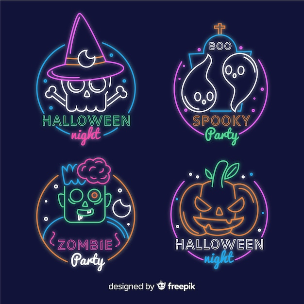 Gratis vector halloween neon teken collectie