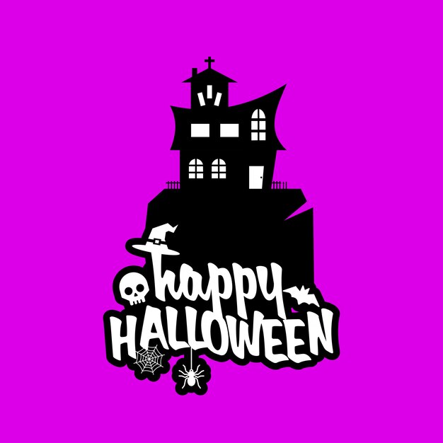 Halloween-ontwerp met typografie en lichte vector als achtergrond