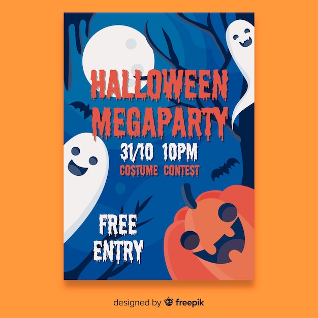 Halloween party poster sjabloon plat ontwerp