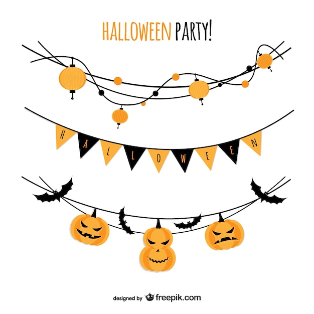 Gratis vector halloween party vector met slingers