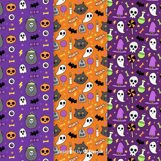 Halloween patroon collectie hand getrokken