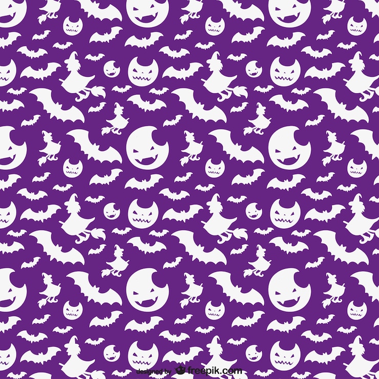 Gratis Vector halloween patroon met witte silhouetten