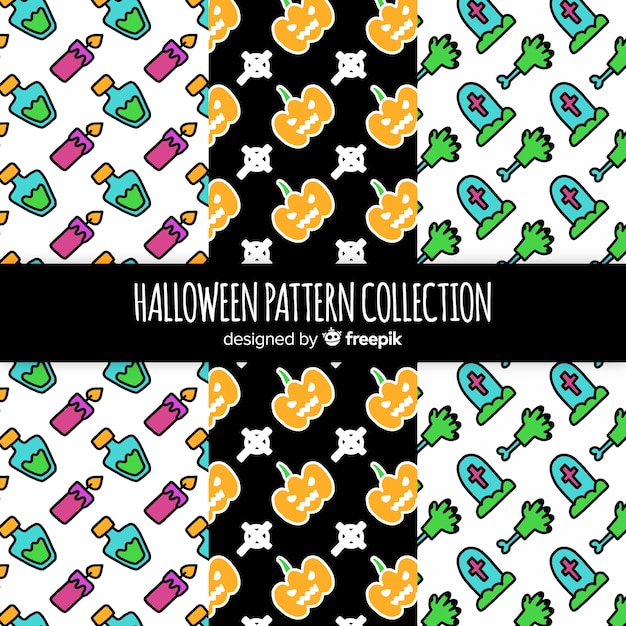 Gratis vector halloween-patroonreeks