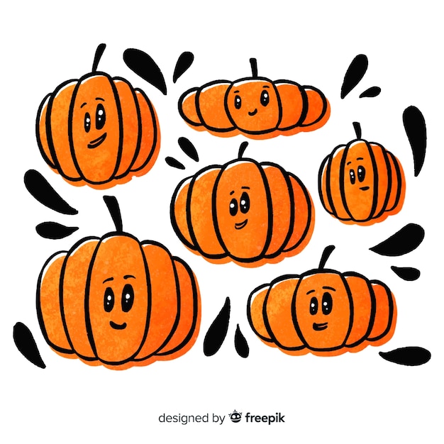 Gratis vector halloween pompoen collectie