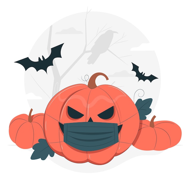 Halloween-pompoen met een illustratie van het gezichtsmaskerconcept