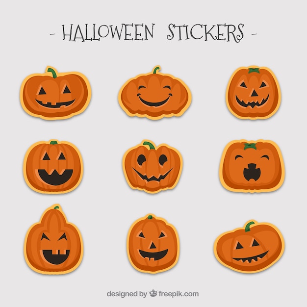 Gratis vector halloween pompoen stickers