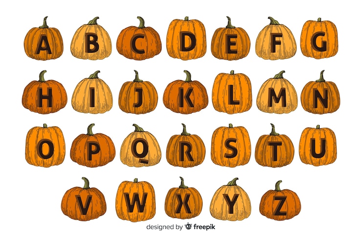 Gratis Vector halloween-pompoenalfabet