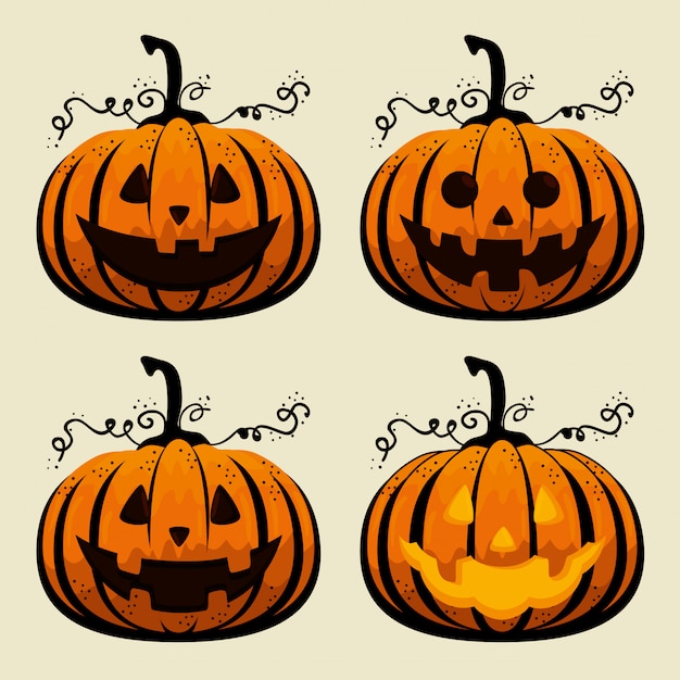 Gratis vector halloween pompoenen collectie