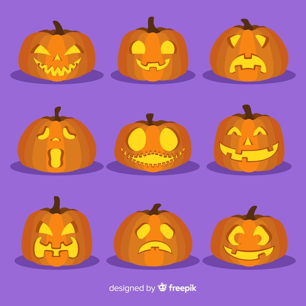 Halloween-pompoeneninzameling in vlak ontwerp