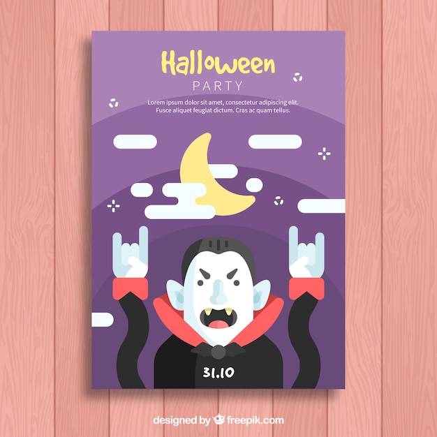 Gratis vector halloween poster met vampier