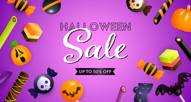 Halloween Sale belettering met zoetwaren