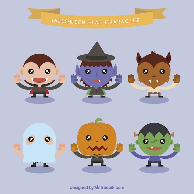 Gratis vector halloween schattige personages