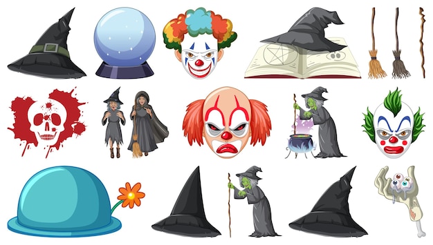 Halloween-set met enge monsters