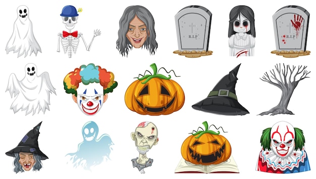 Halloween-set met enge monsters