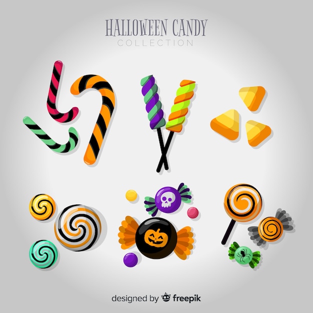 Gratis vector halloween-snoepcollectie met realistisch ontwerp