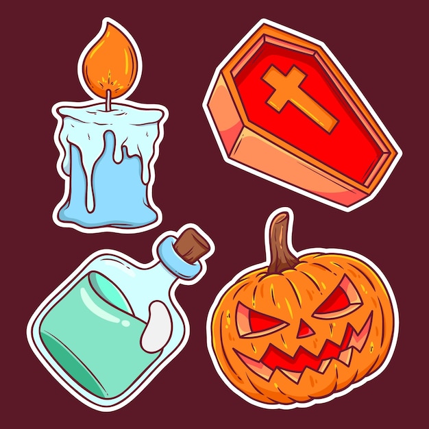 Halloween sticker handgetekende kleurplaten