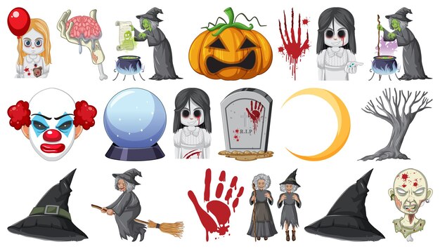 Halloween-thema met heks en zombie