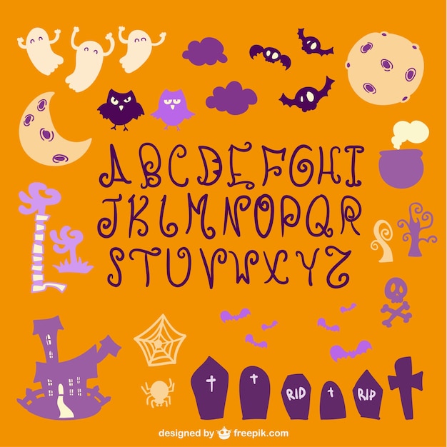Halloween vector alfabet en decoratie
