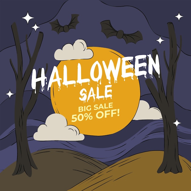 Gratis vector halloween verkoop concept