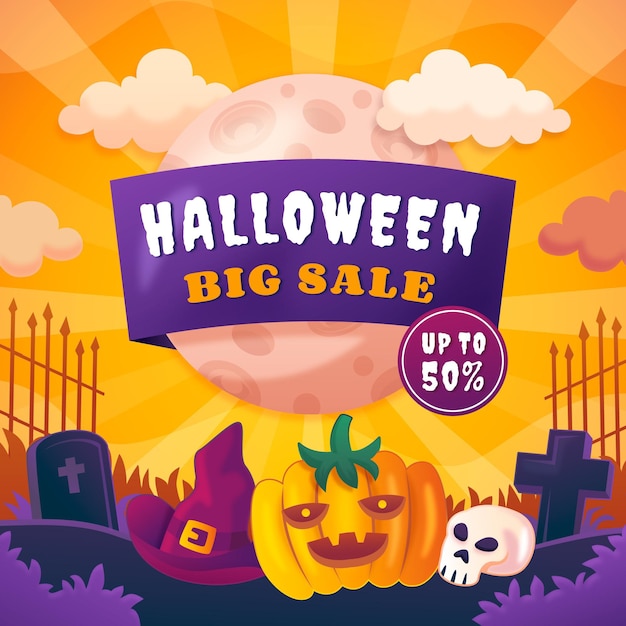 Halloween verkoop illustratie met kleurovergang