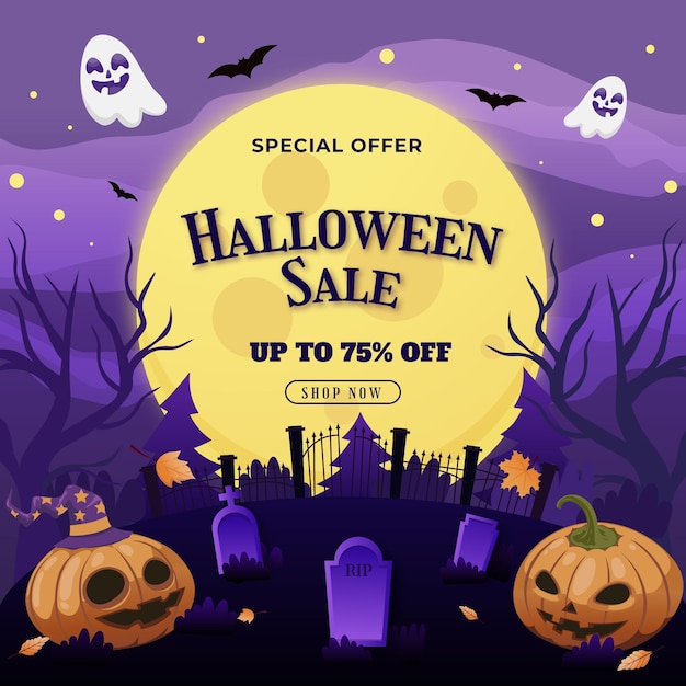 Gratis vector halloween verkoop illustratie met kleurovergang