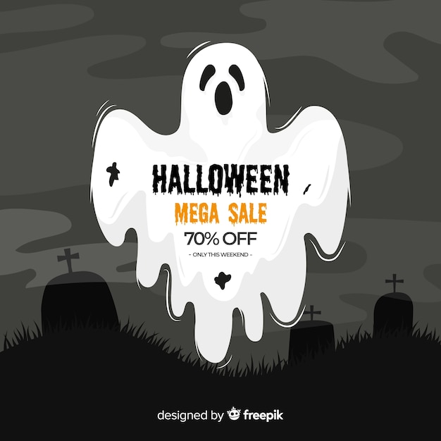 Gratis vector halloween verkoop op platte ontwerp