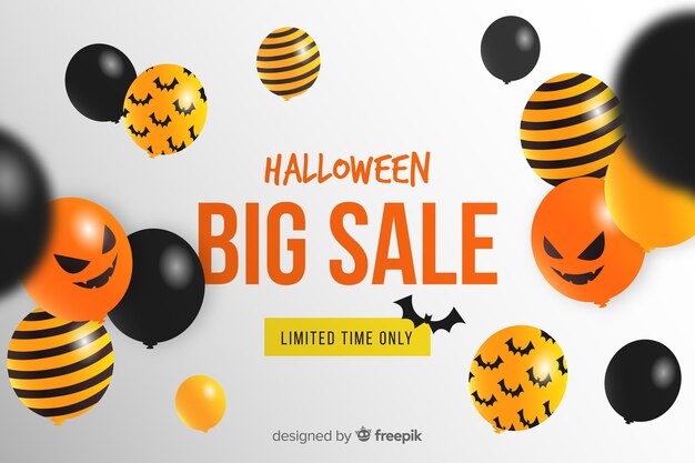 Gratis vector halloween-verkoopachtergrond met ballons