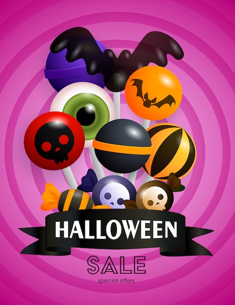 Halloween-verkoopbanner en lollys