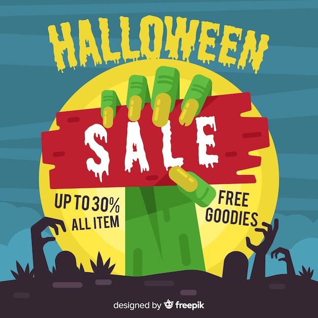 Gratis vector halloween-verkoopsamenstelling met vlak ontwerp