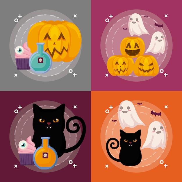 Gratis vector halloween-viering instellen